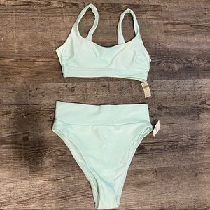 Aerie scoop bikini top mint shine rib